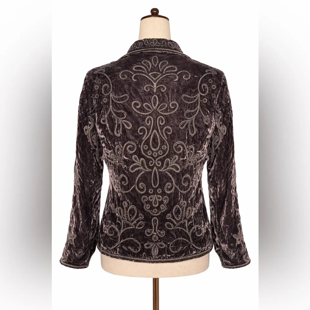 Purple crushed velvet embellished jacket- Laura Ashley Y2K SP - Picture 3 of 4